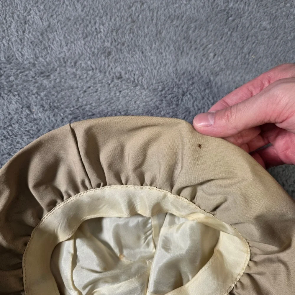 United Hatters Womens OS Bucket Hat Tan Ruffle Brim Vintage Union Made USA